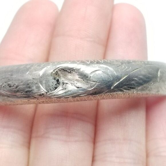 Vintage Sterling Silver Hinged Bangle Bracelet, AS IS, Signed ND, Estate - Picture 6 of 8